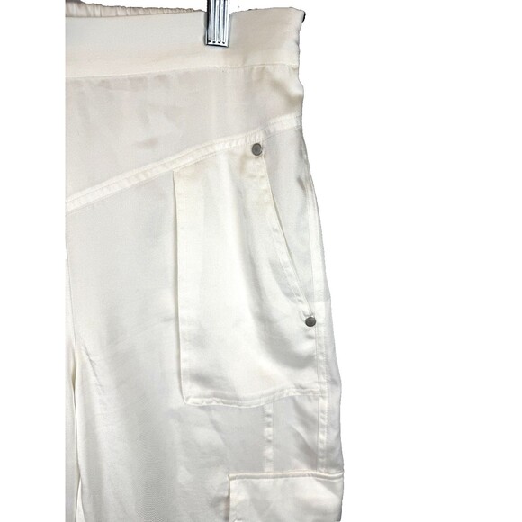 AllSaints Freda Satin Cargo Joggers 6 Ecru Pull On Elastic Waist 90s Y2K - Picture 3 of 16